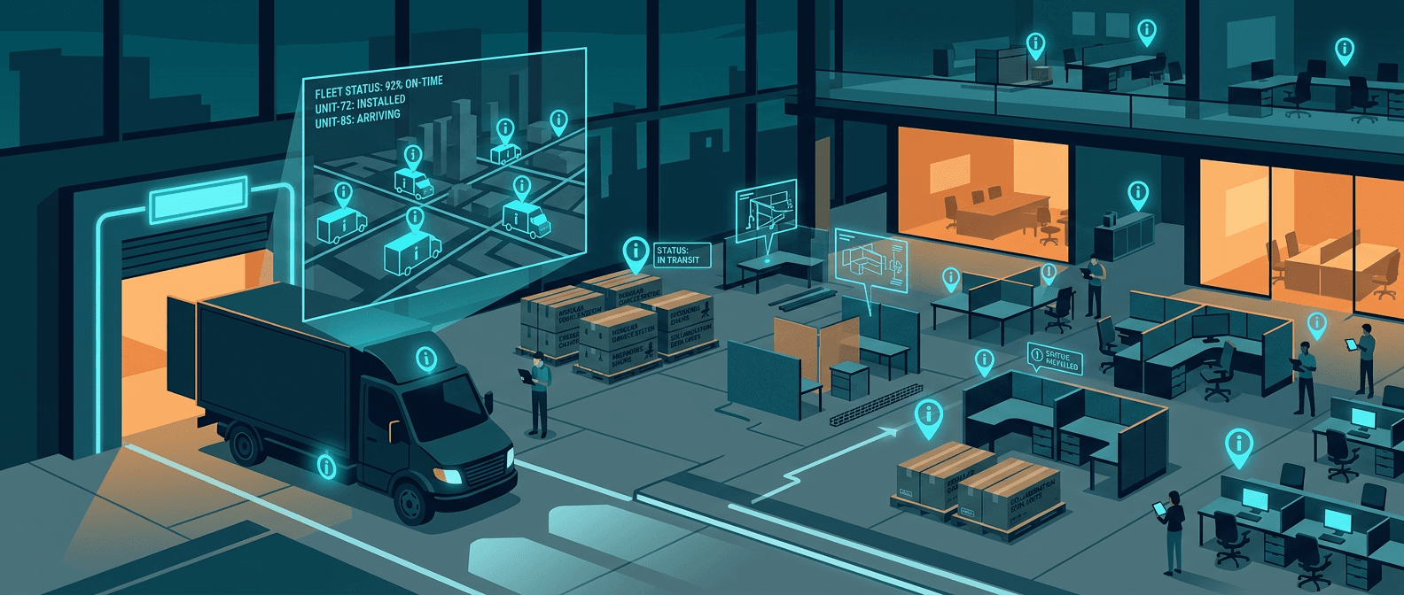 Commercial Furniture Installation Tracking: Warehouse to Job Site Visibility