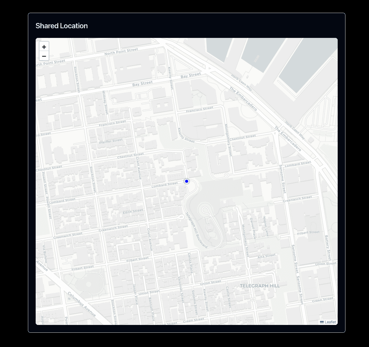 Live tracking interface showing location history