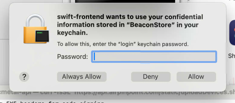 Keychain Access Popup