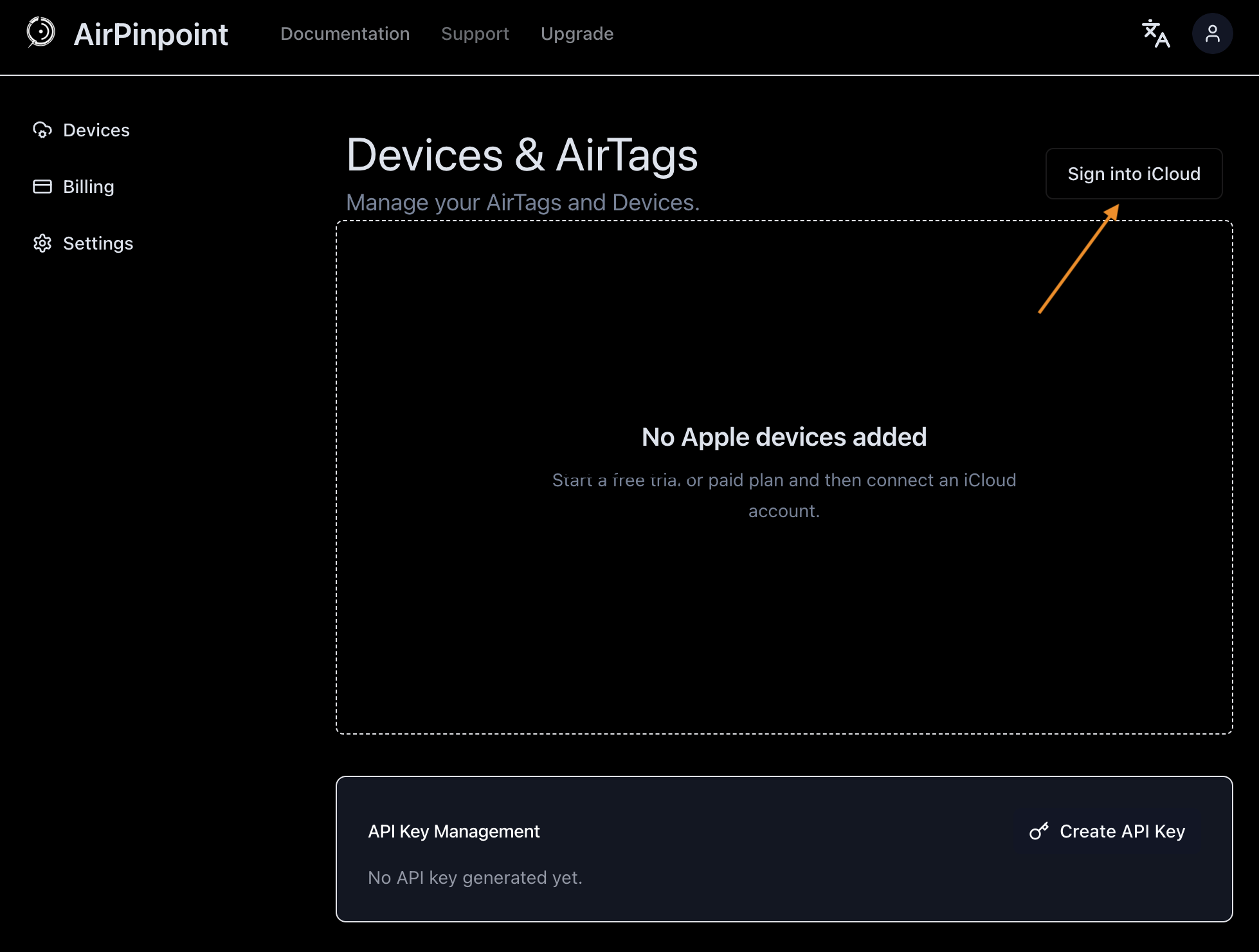 Sign into iCloud Button